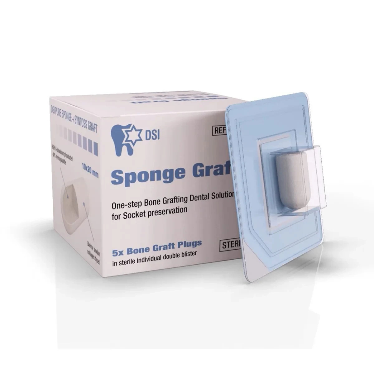 Dental Implant Surgical Sterile Sponge Graft Bone Socket Plug Ø10mm L20mm