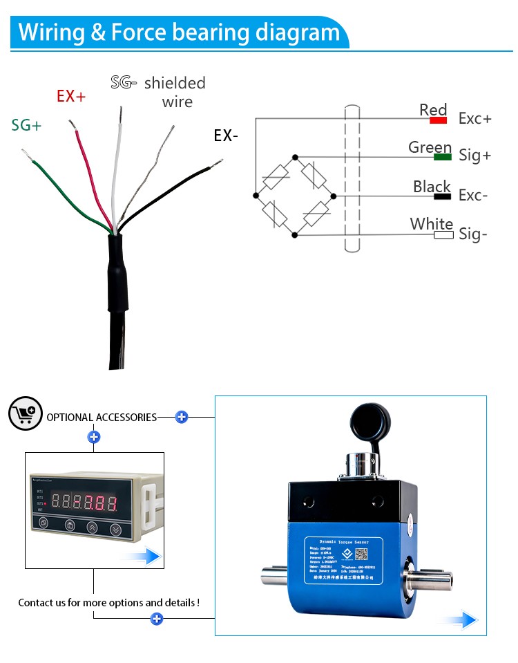 DAYSENSOR Rotary Torque Sensor for Dynamic Torque Measurement ,0.1% FS Accuracy