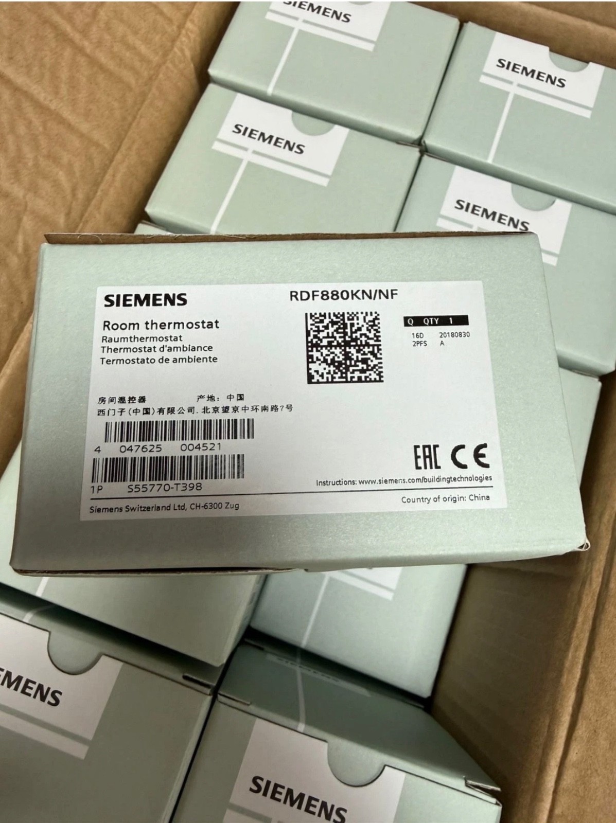 SIEMENS RDF880KN/NF ROOM THERMOSTAT TOUCH SCREEN FLUSH-MOUNT S55770-T398