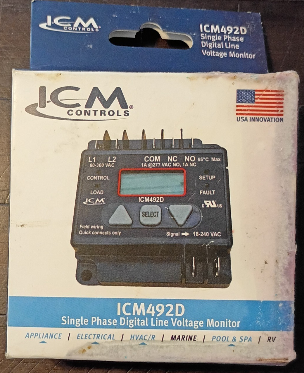 ICM 492D Single Phase Digital Line Voltage Motor Monitor 80-300 VAC-Made in USA