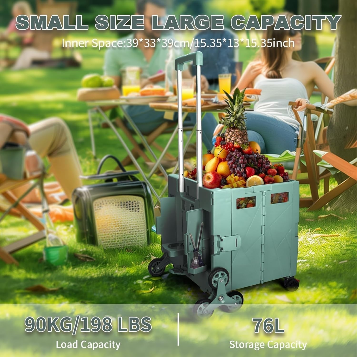 Heavy-Duty Multi-Functional Rolling Cart with Adjustable Handle for Everyday Use