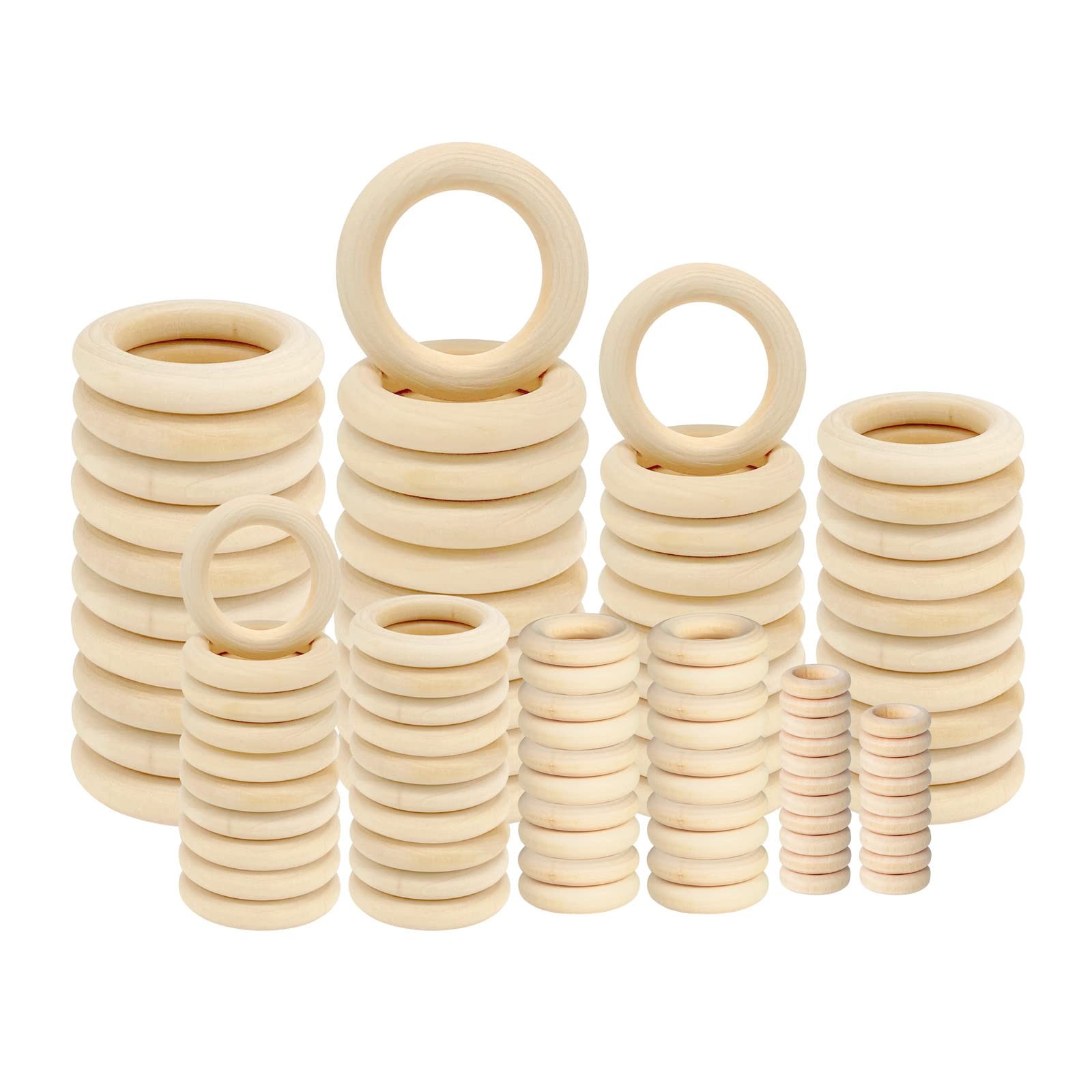 100 PCS Unfinished Natural Wooden Rings for Crafts, Wood DIY,…