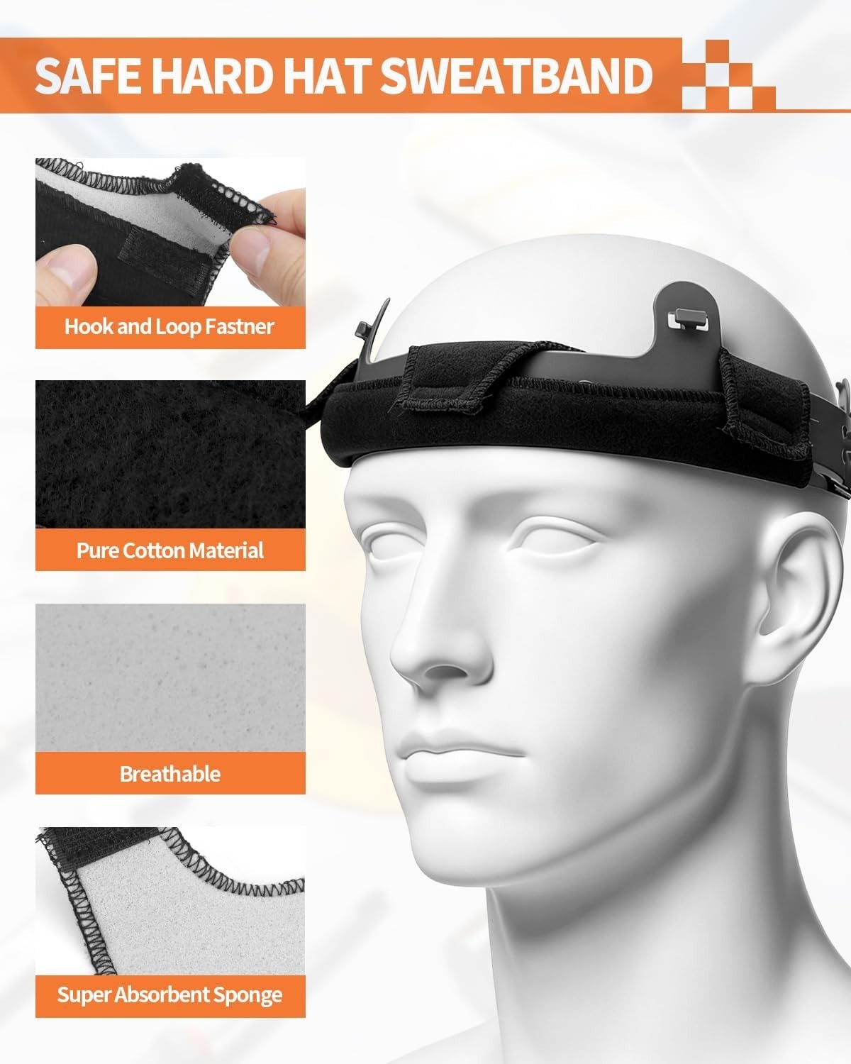 6 PCS Hard Hat Liner, Hard Hat Sweatband, Washable Hardhat Sweatband, Reusable F