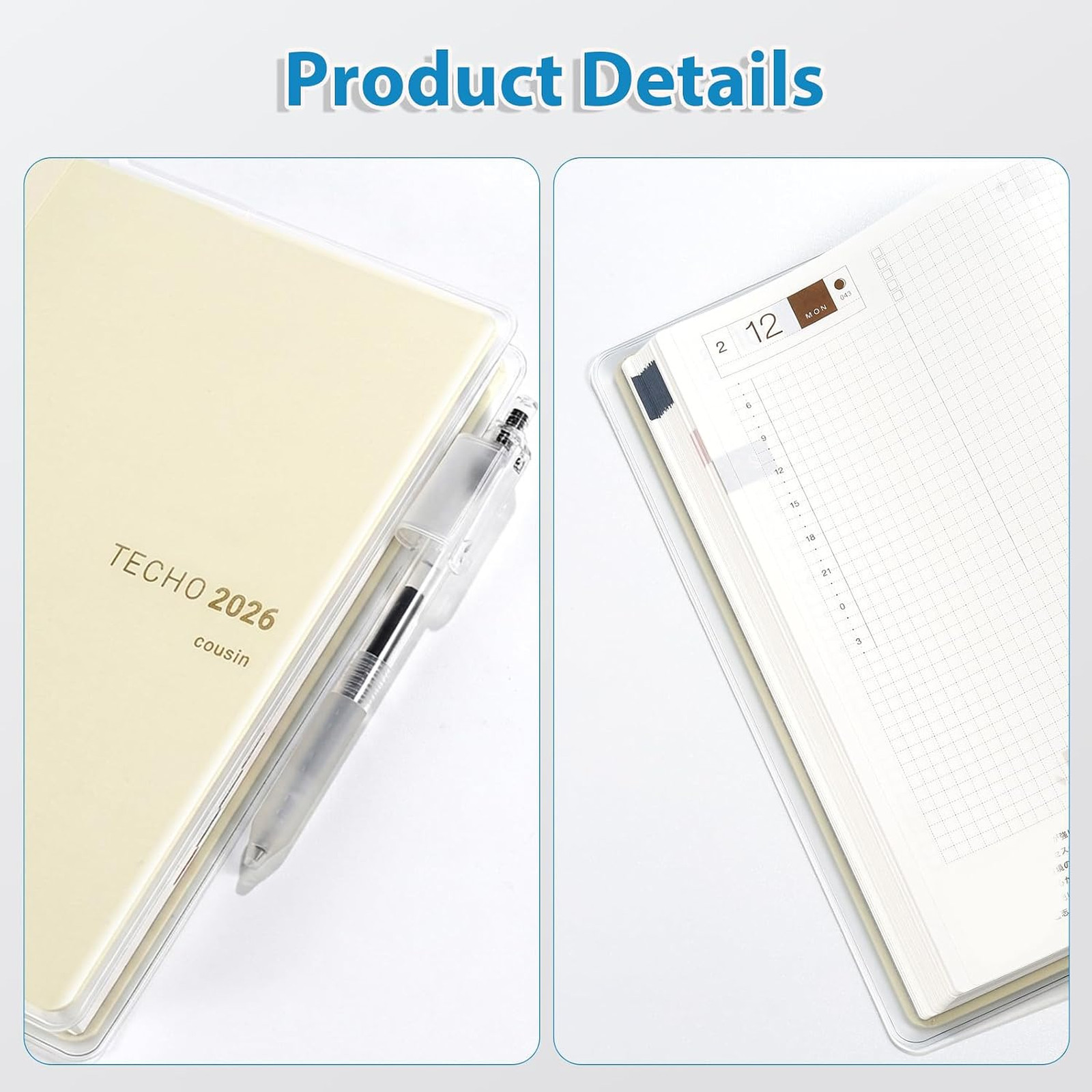 A5 Clear Planner Cover Fits for Hobonichi Techo Cousin 2026 Midori Stalogy