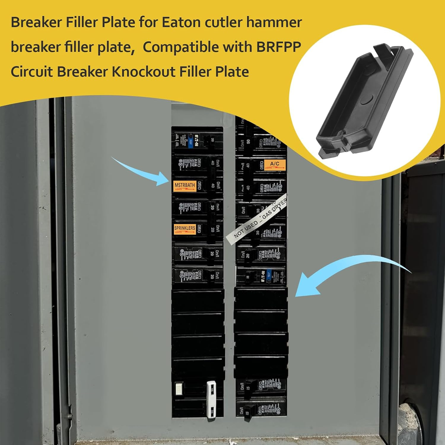 Breaker Filler Plate for Eaton BRFPP Circuit Breaker Knockout Filler Plate Comes
