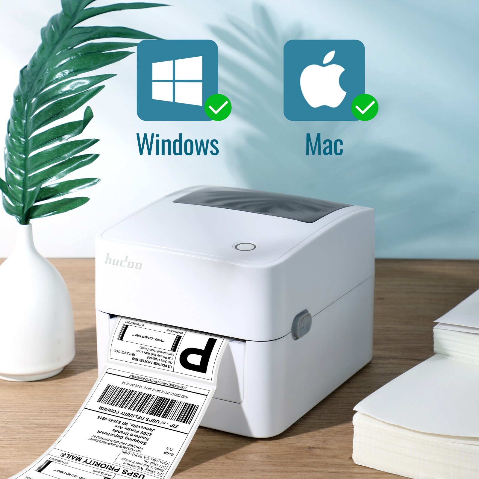 Hudoo 2054K Thermal Label Printer,4X6 Shipping Label Printer (USB)