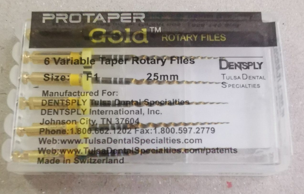 Protaper Gold Rotary Files F1 25MM Dentsply Tulsa Assorted Endodontics 12Pack