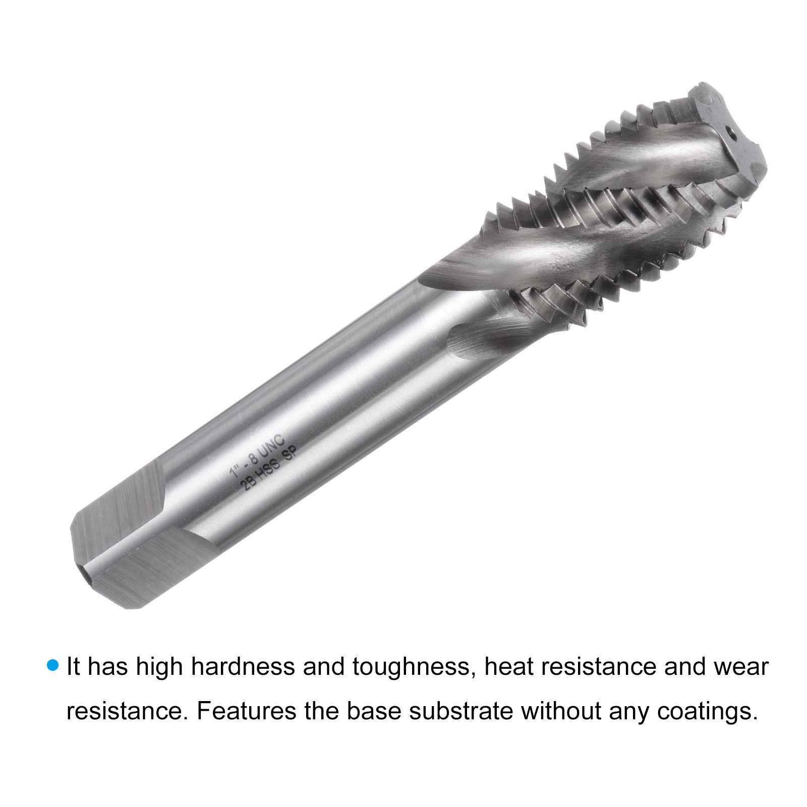 1-8 UNC 2B High Speed Steel Uncoated Machine Spiral Flutes Threading Tap