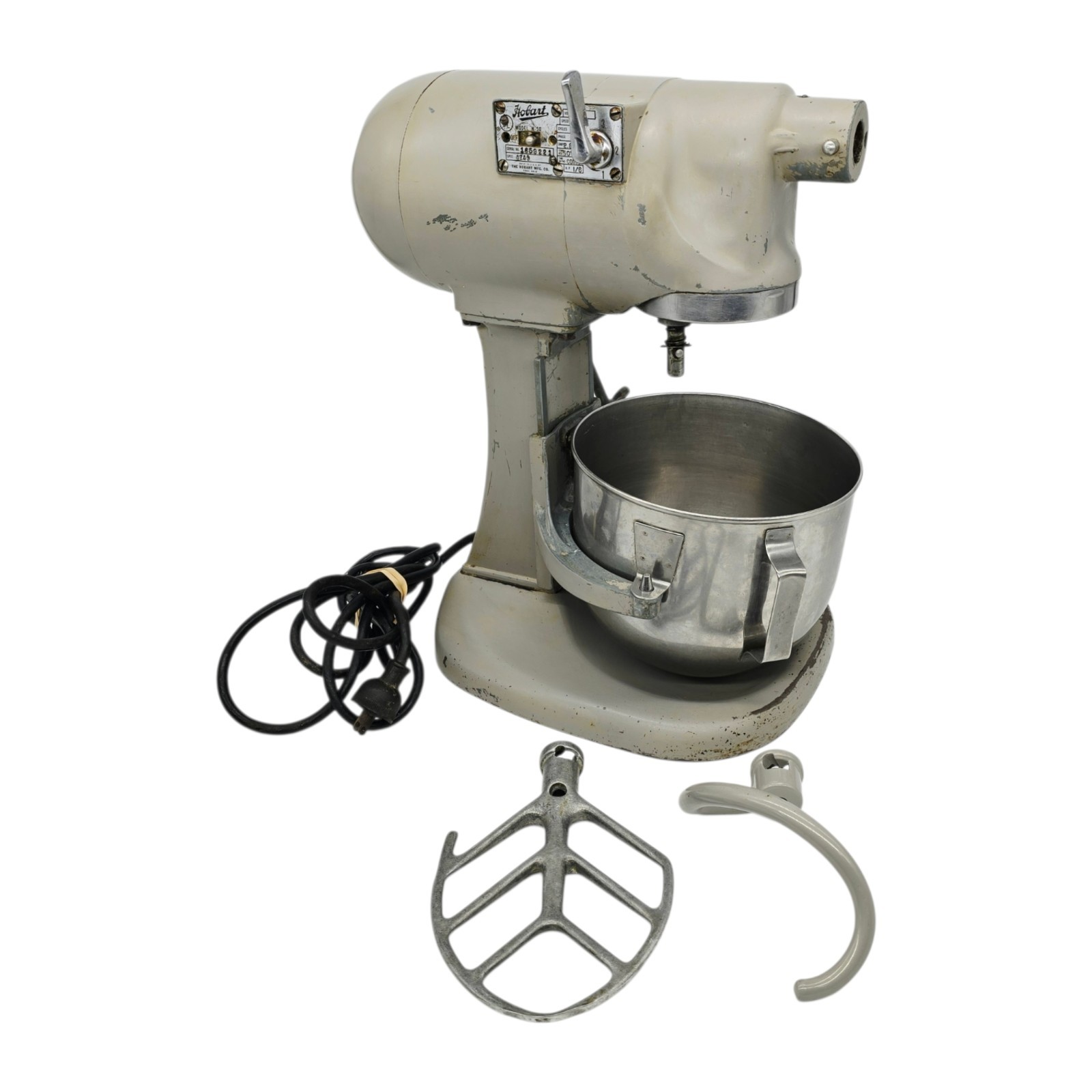 Hobart N50 Commercial Mixer 5 Quart Model N-50 Gray 3-Speed W/ Bowl Attachments
