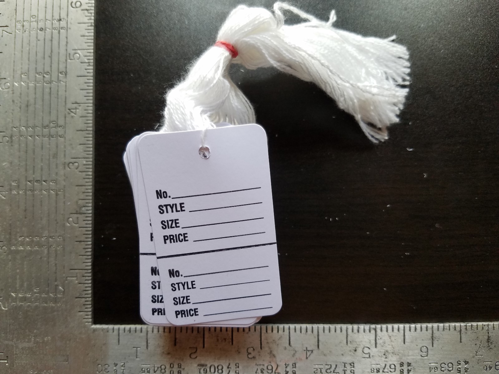 100 White Price Tags w/String Perforated 2 Part Merchandise Garment Coupon Large