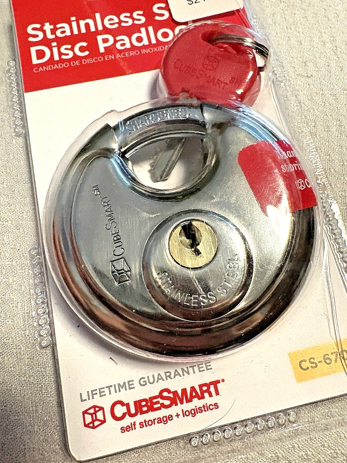 NEW CUBESMART CS-670 2-3/4″ STAINLESS STEEL DISC PADLOCK