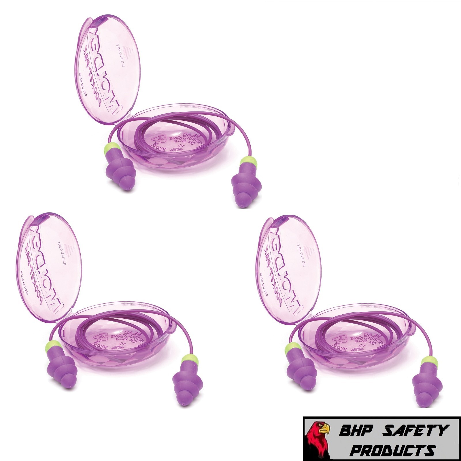 (3 PAIR) MOLDEX ROCKETS 6405 REUSABLE CORDED EAR PLUGS WITH CARRY CASE NRR 27