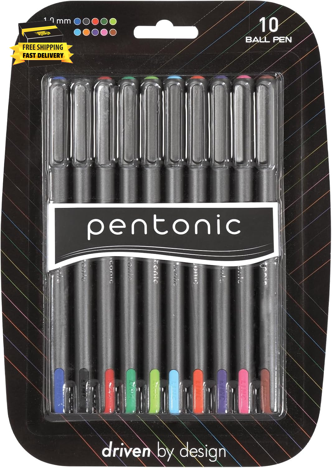 Pentonic Premium Ball Point Pen 1.0 Mm Medium Point, 10-Count, Assorted Colors |