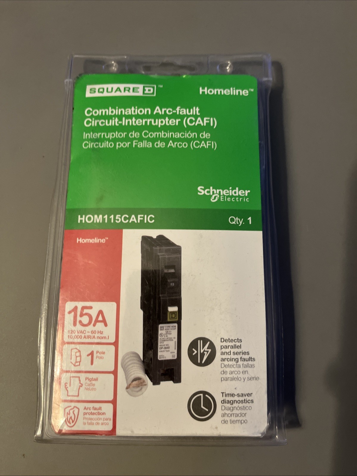 Square D HOM115CAFI HOM115CAFIC 1 P 15 A 120v Arc Fault combination Pigtail New