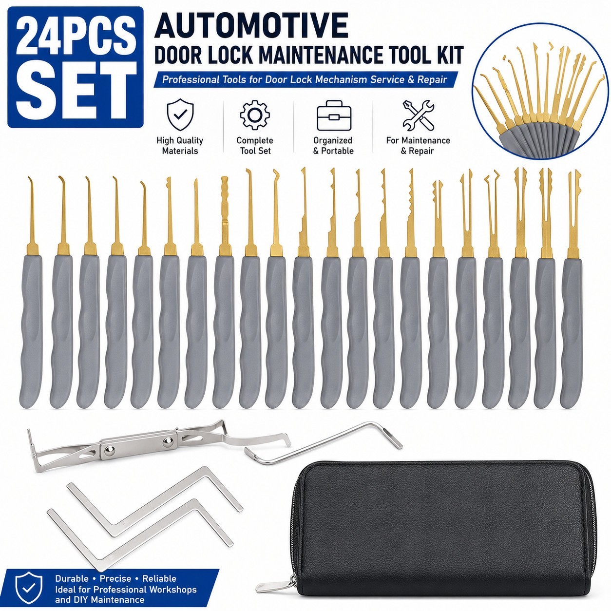 24PCS Universal Vehicle Door Lock Repair Tool Kit Professional Carry Case Set
