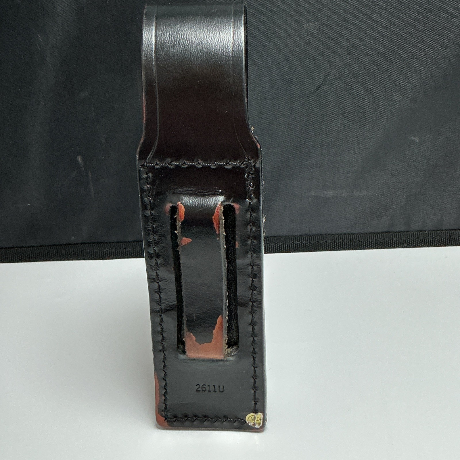 Black Molded Leather Flashlight Pouch Duty Belt Holder Stinger 26110
