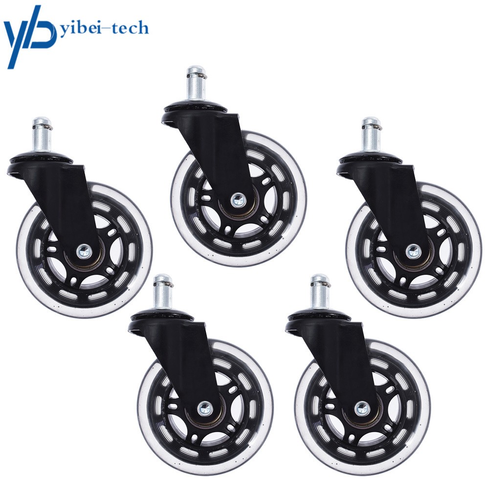 Set of 5 3 inch Office Chair Caster Rubber Swivel Wheels Replacement Heavy Duty