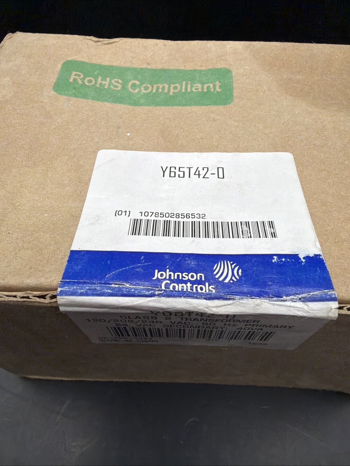 NEW! JOHNSON CONTROLS Class 2 Transformer, Open, 120V AC, 208V AC, Y65T42-0