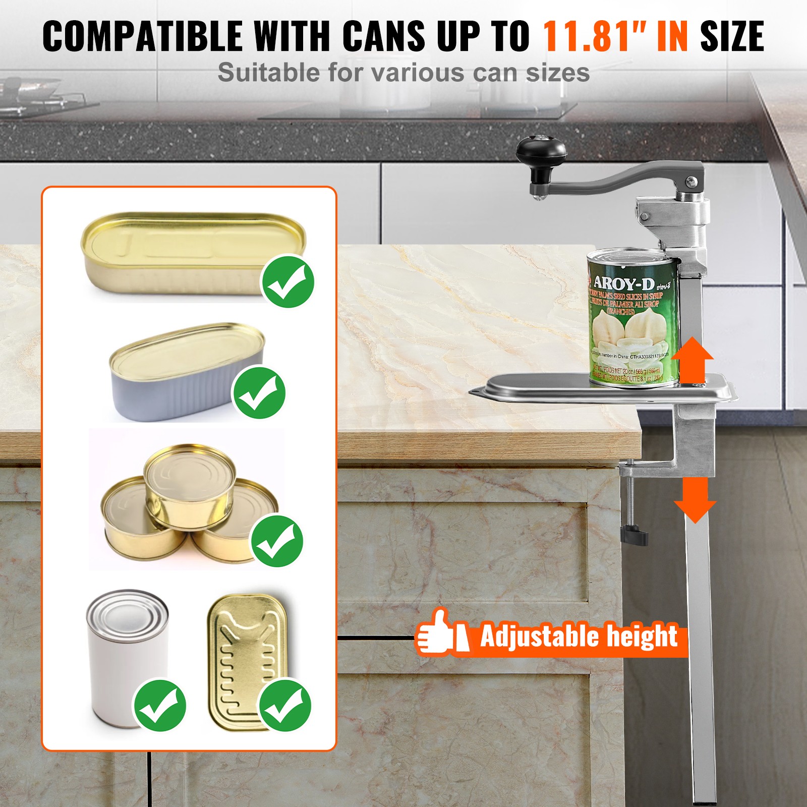 VEVOR Commercial Can Opener Heavy Duty Manual 11.8 in Can Opener Table Clamp