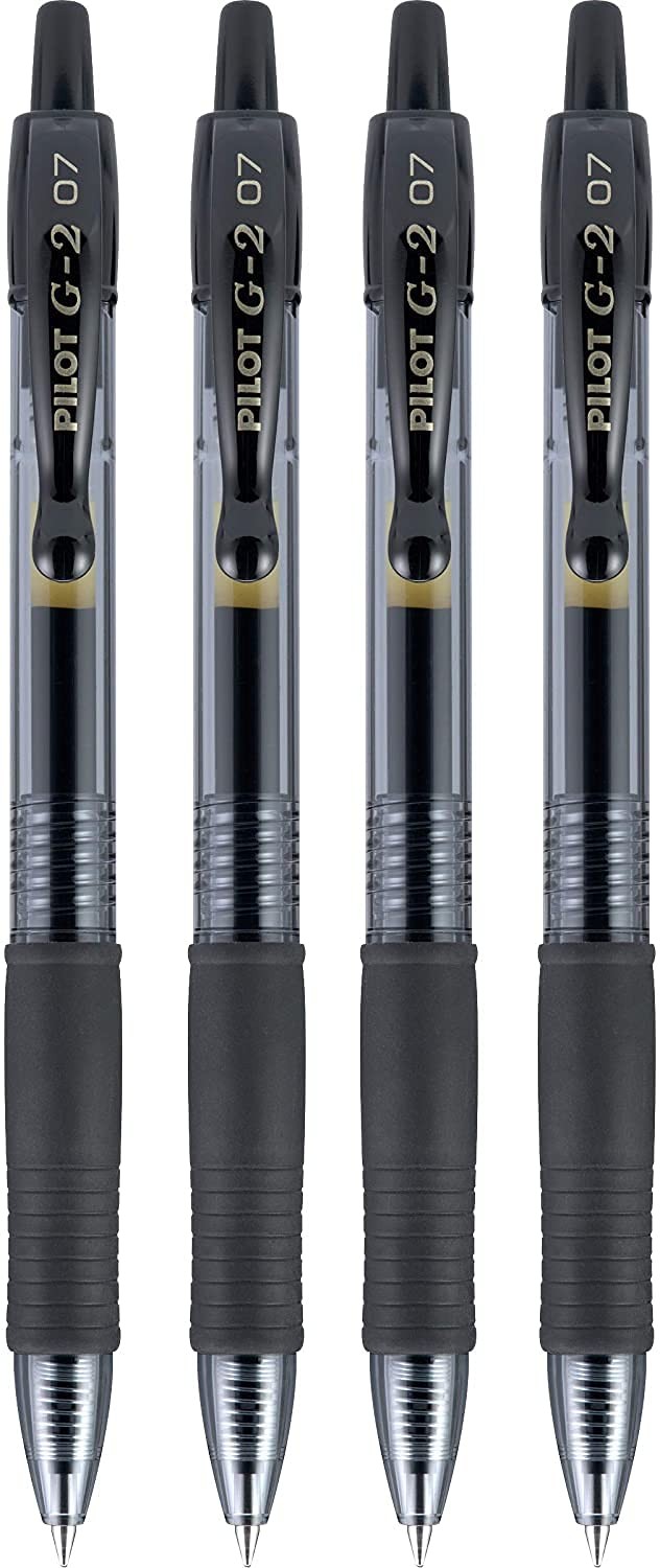 Pilot G2Premium Gel Pens Black Ink Fine Point 0.7mm Retractable Refillable4-Pack