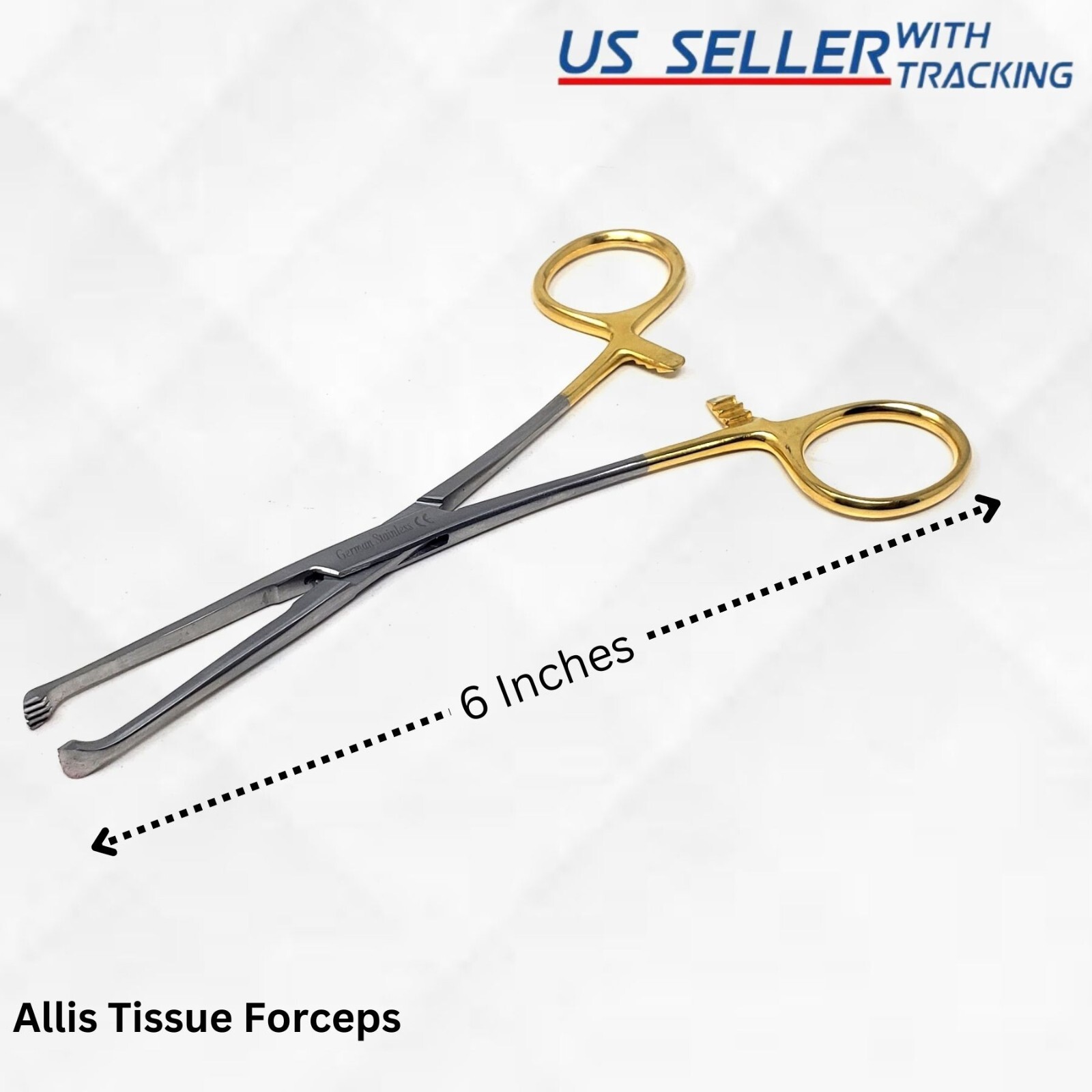 Allis Tissue Forceps 6″ 4X5 Teeth Stainless Surgical Instruments – Gold Handle