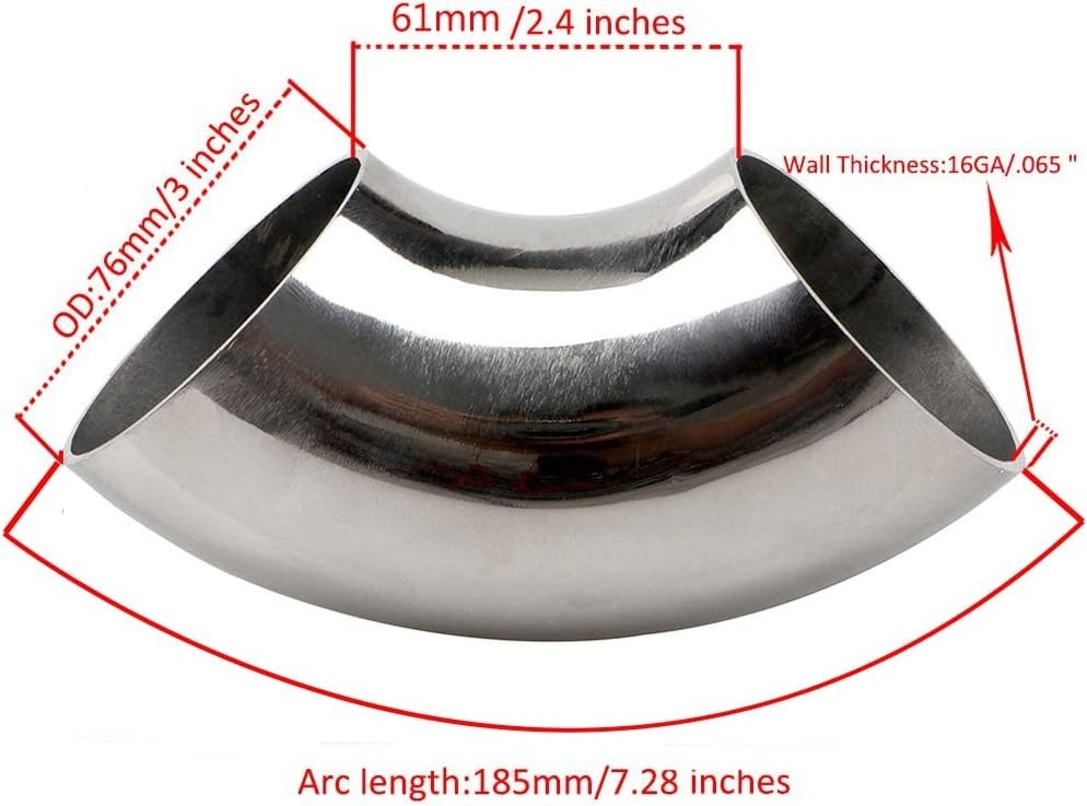3 Inch Stainless Steel Exhaust Elbow 90° Mandrel Bend Elbow – Thickness 16GA/…