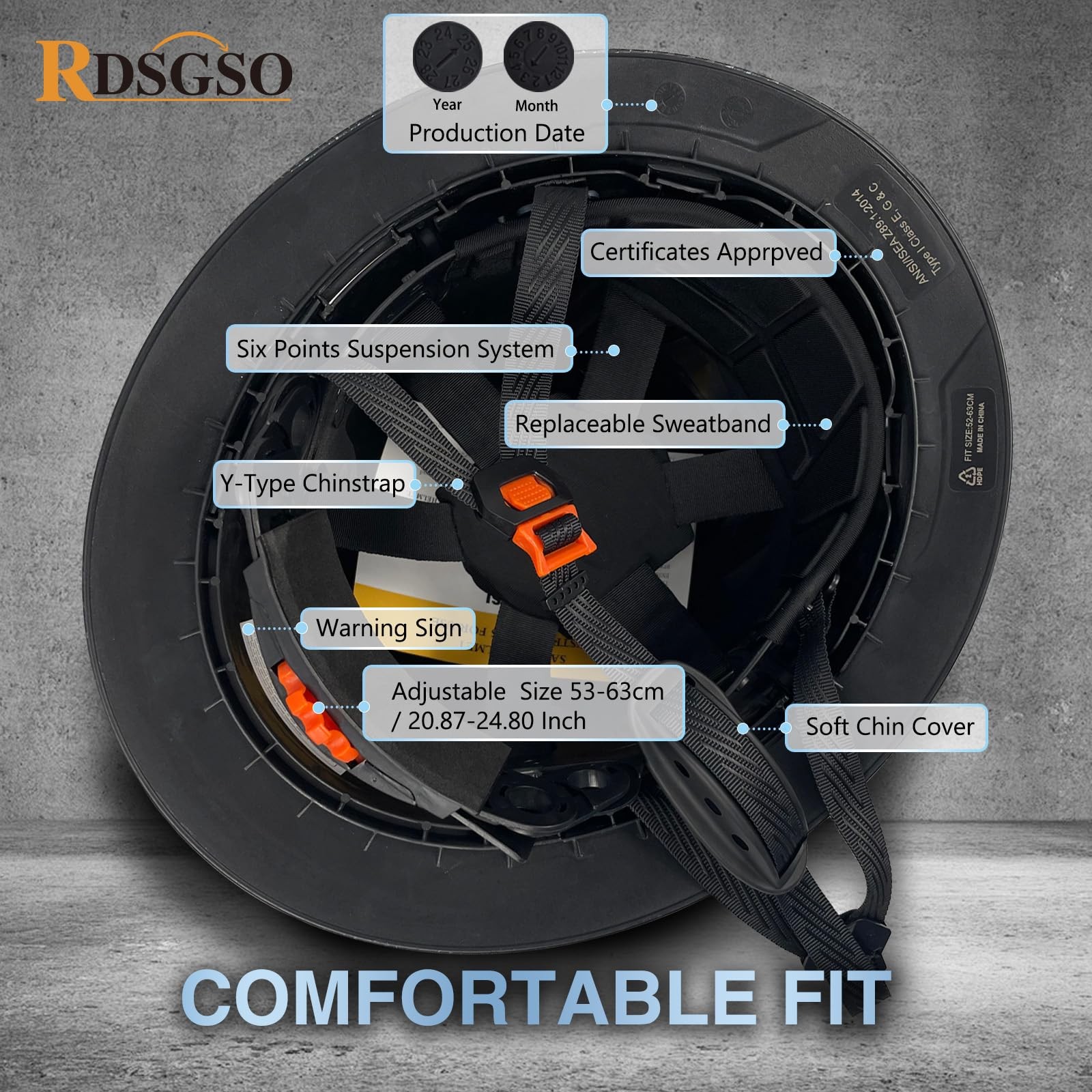 Full Brim Hard Hats ANSI/ISEA Z89.1 Type I Class E Certified 6-Point Suspensi…