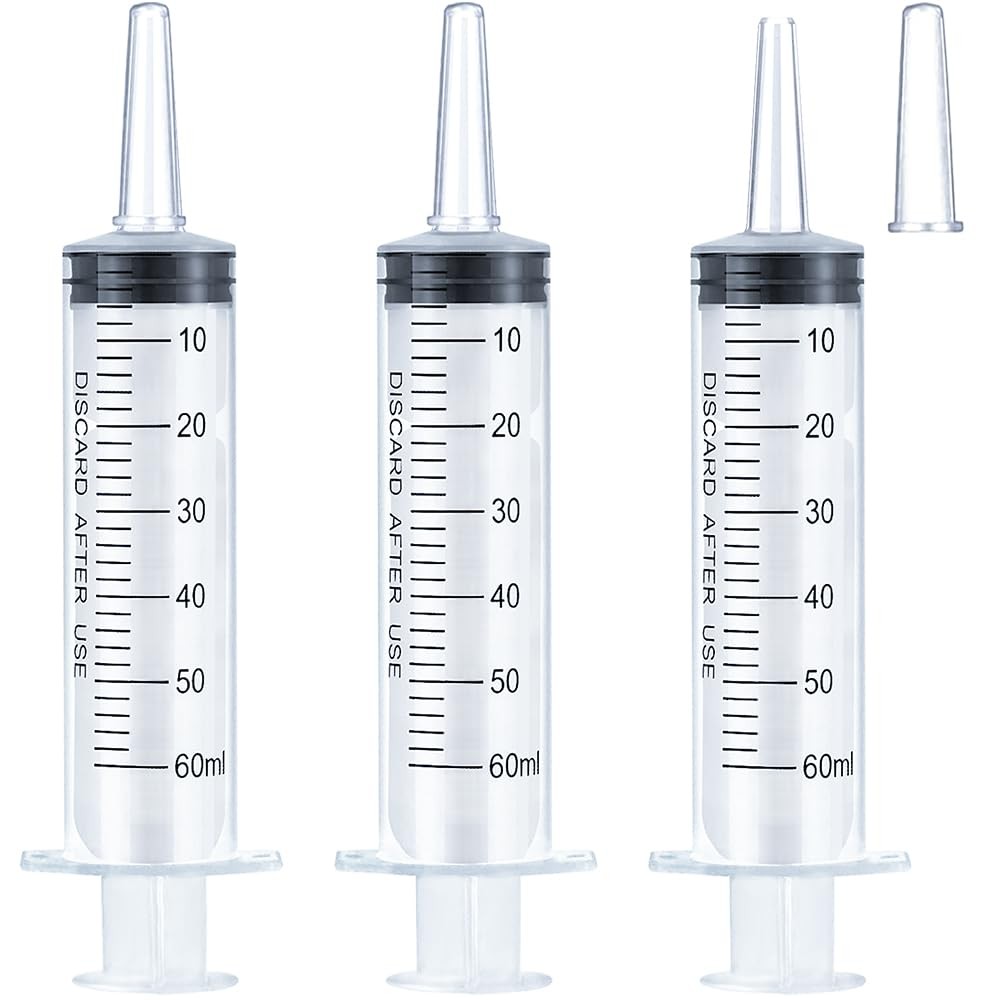 60ml Syringe for Liquid, Oral, Scientific Labs, Measurement, 60 ml, 3 pack