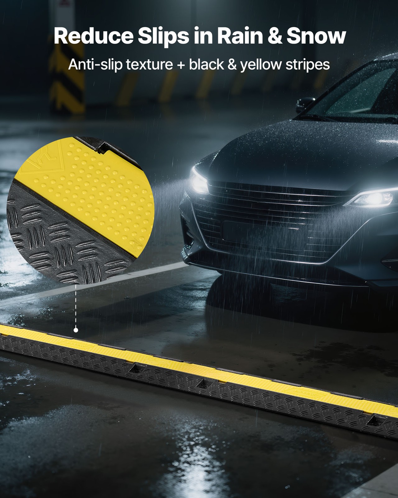 VEVOR Cable Protector Ramp Rubber Cord Cover 22000 lbs/axle Capacity 2 Channel