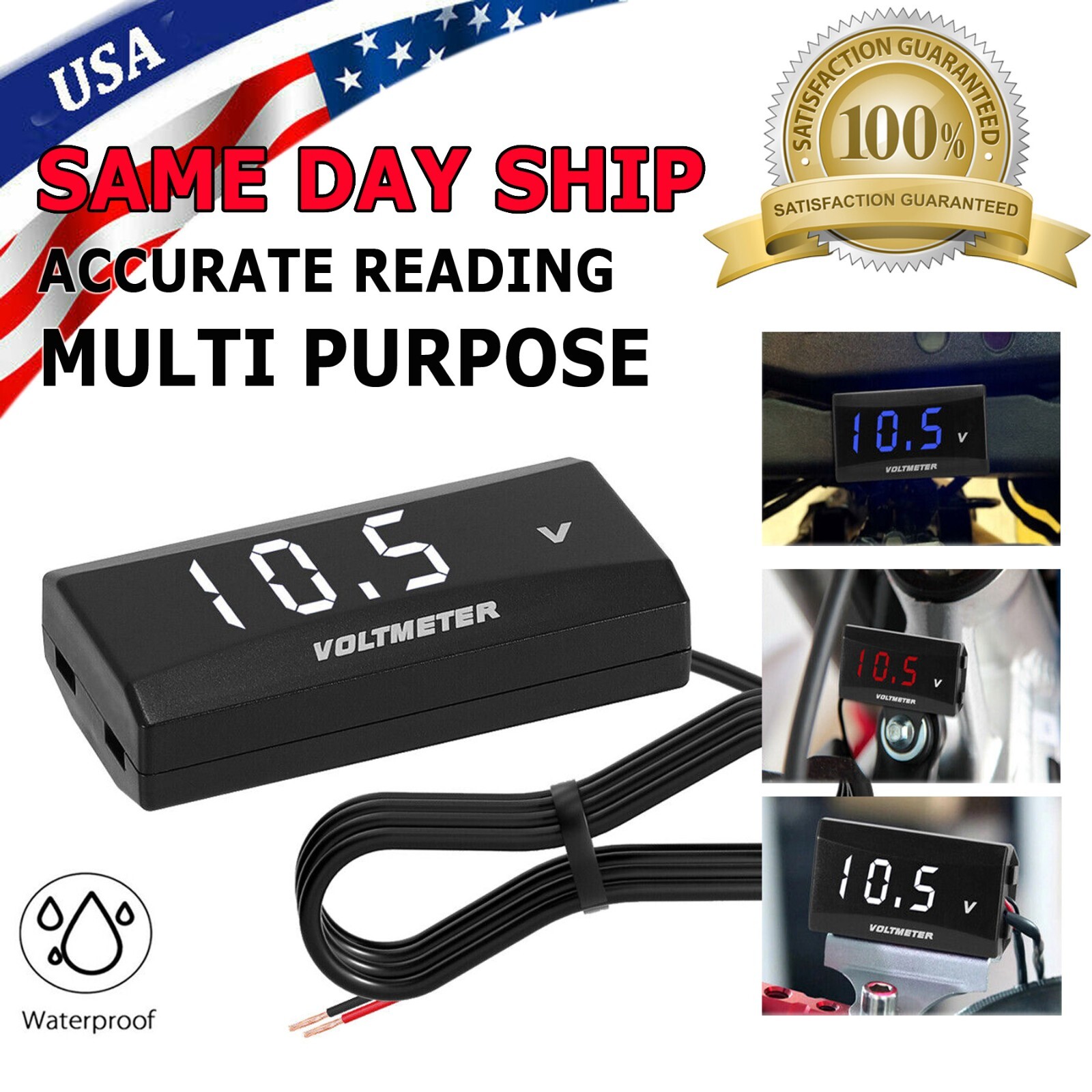 12V Digital LED Display Voltmeter Voltage Gauge Panel Meter for Car Motorcycle