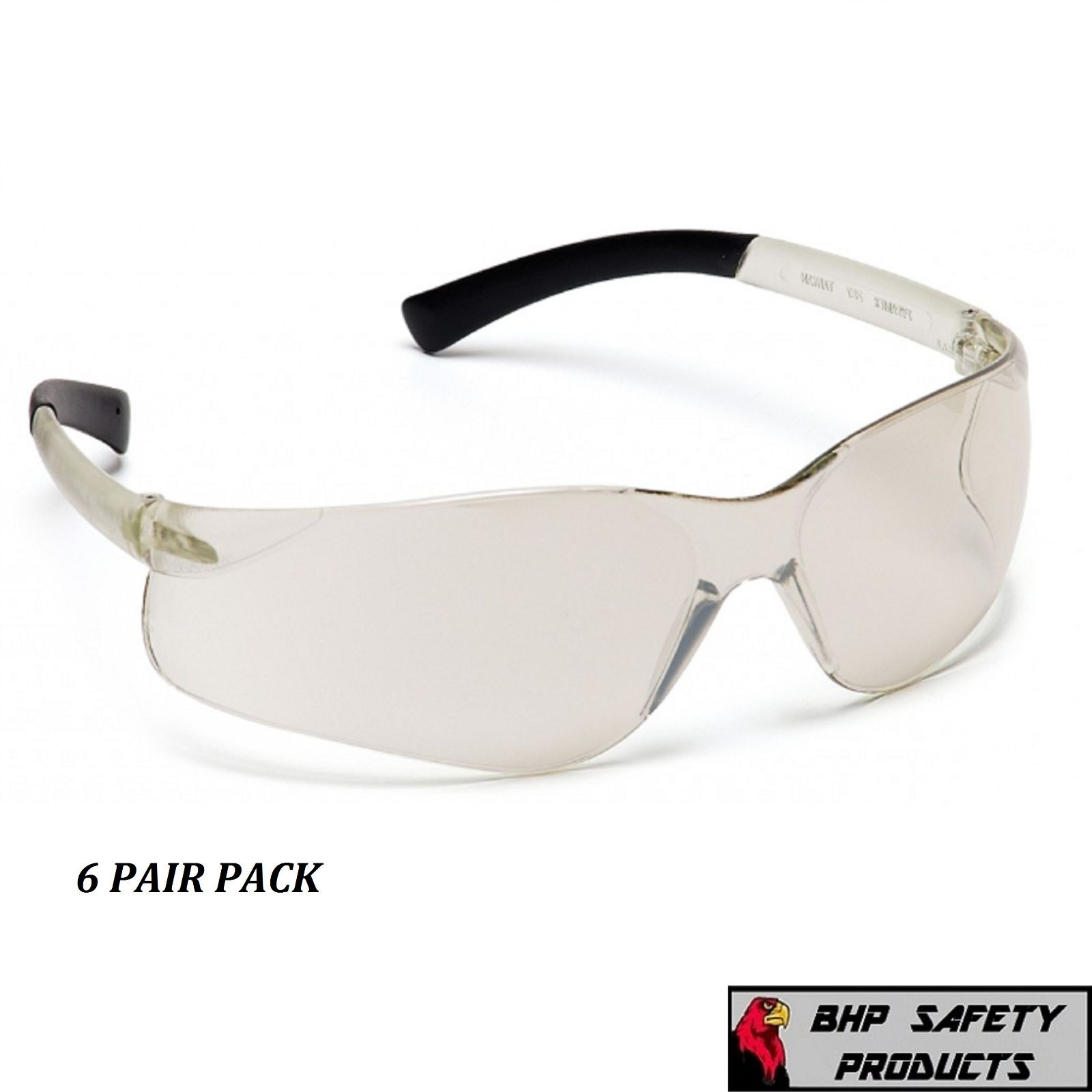 (6 PAIR) PYRAMEX ZTEK SAFETY GLASSES INDOOR/OUTDOOR LENS I/O MIRROR S2580S