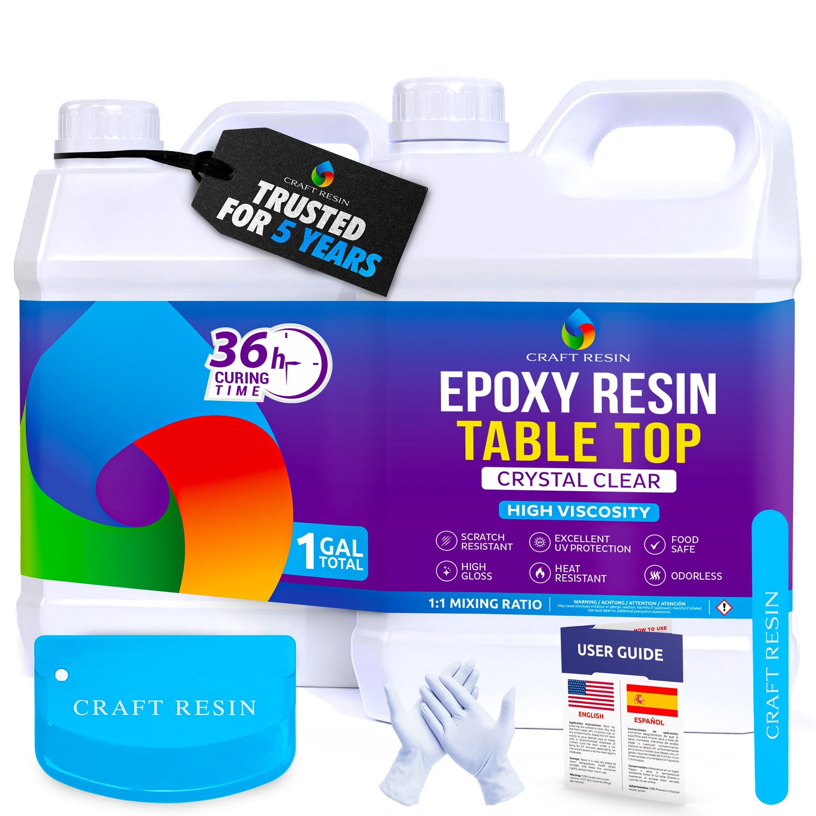 Table Top Epoxy Resin Kit 1 Gallon – Ultra Clear, High-Gloss, UV & Scratch Re…