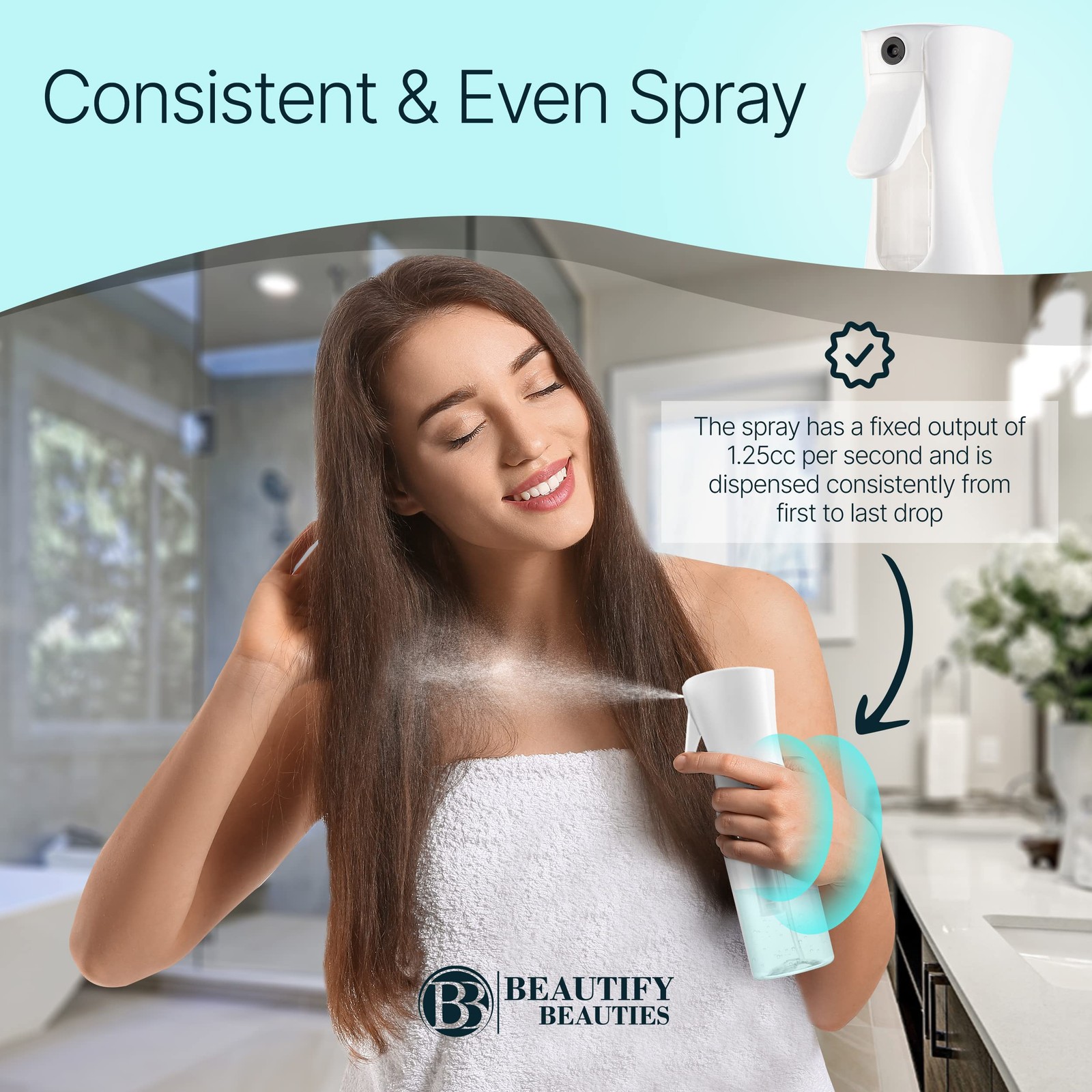 BeautifyBeauties Spray Bottle For Hair – Continuous Mister 10.1 Ounces, Clear