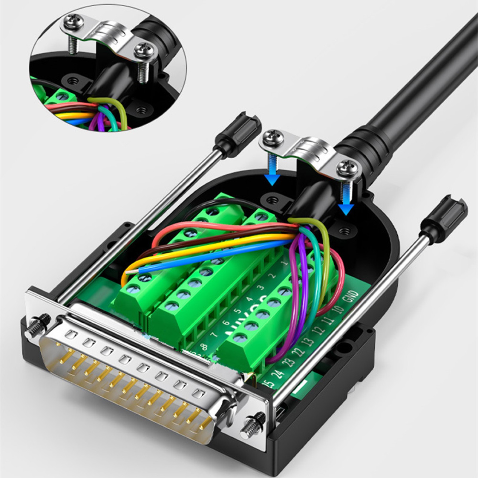 DB25 Breakout Board Male/Female Adapter 25-pin Port To Terminal Connector Thin