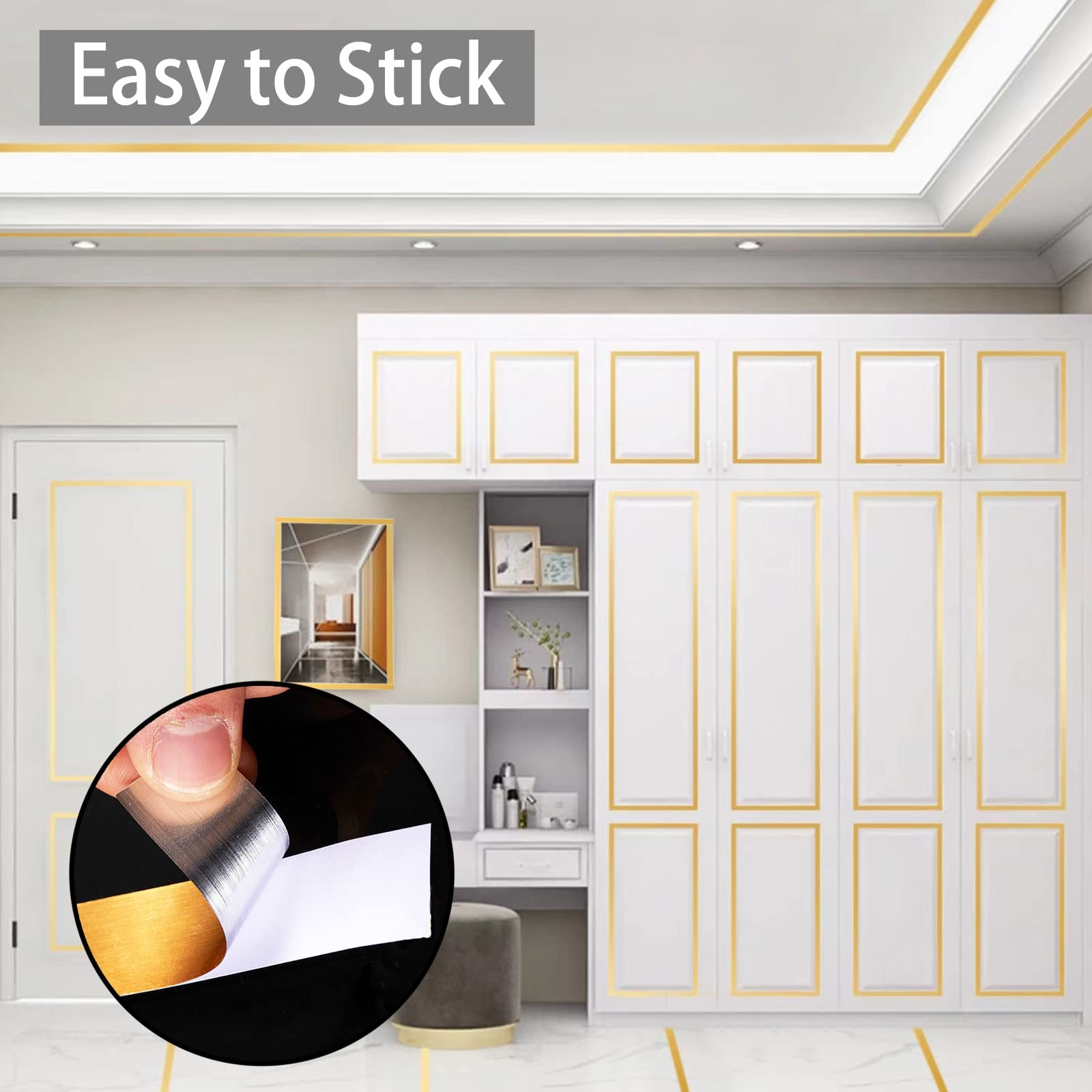 Peel and Stick Gold Metalized Polyester Mylar Film Craft Tape, Self-Adhesive Wal
