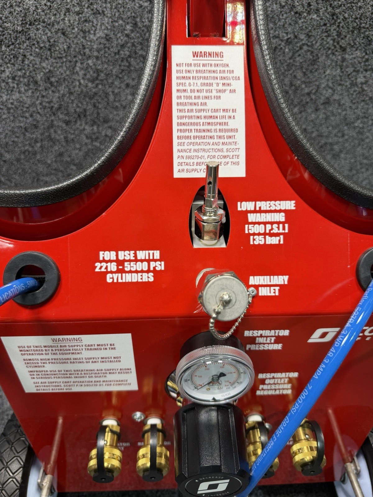 3M 805826-01 Scott Safety Mobile Air Cylinder Cart, 4 Outlet, 2 Cylinder, SCBA