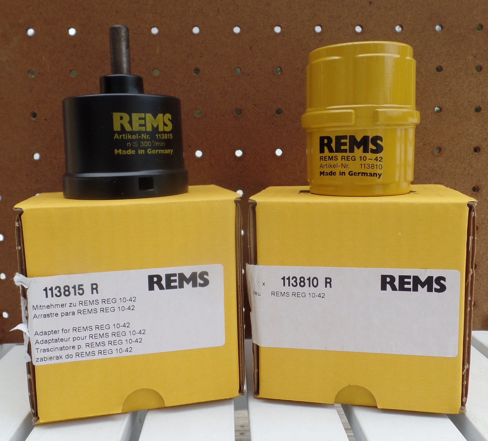 Two Industrial Pipe Deburring / Reaming tools with drill adapters 10-42mm REMS