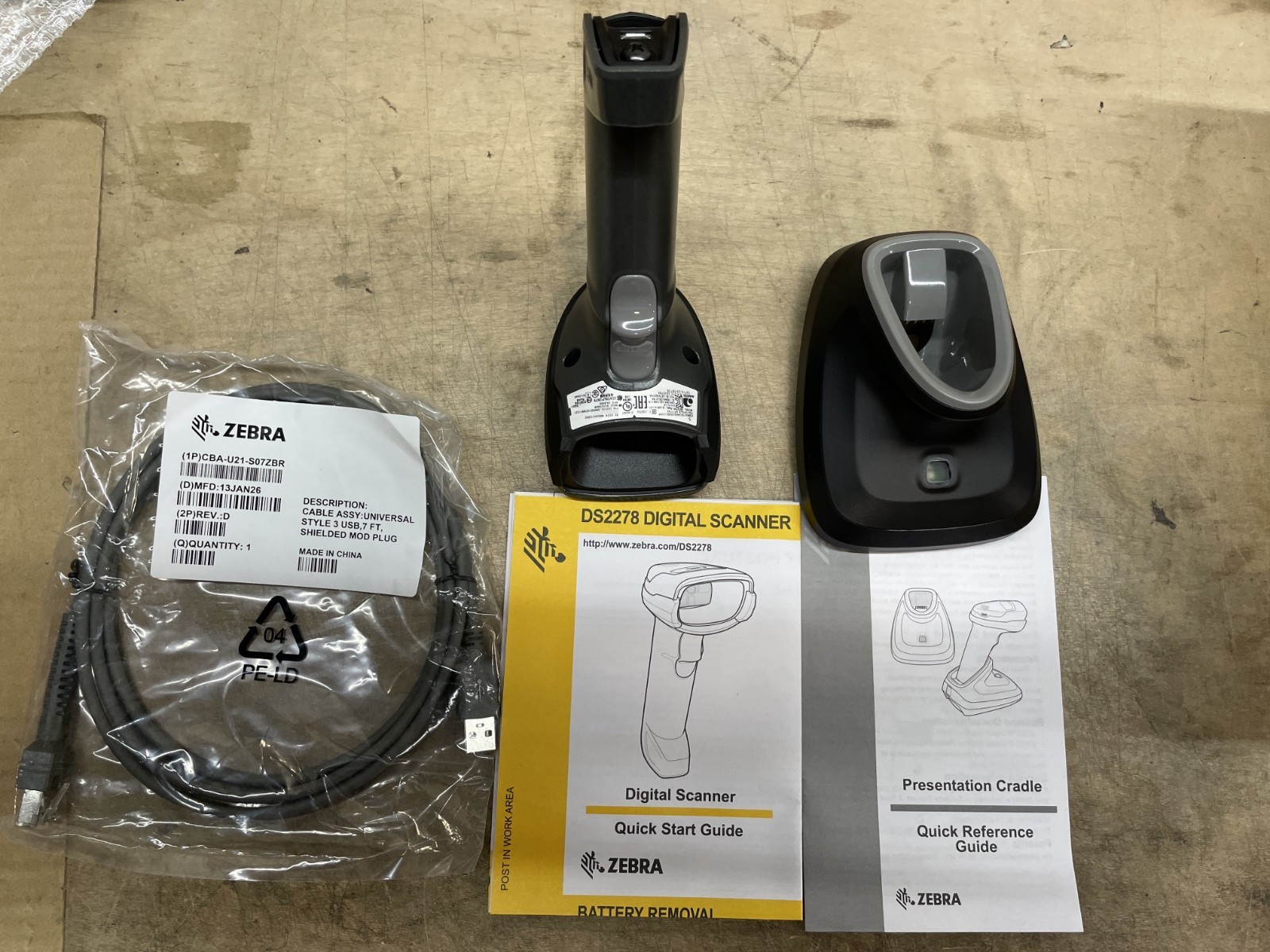 Zebra DS2278 Cordless 1D/2D Barcode Scanner (USB Kit) – DS2278-SR7U2100PRW