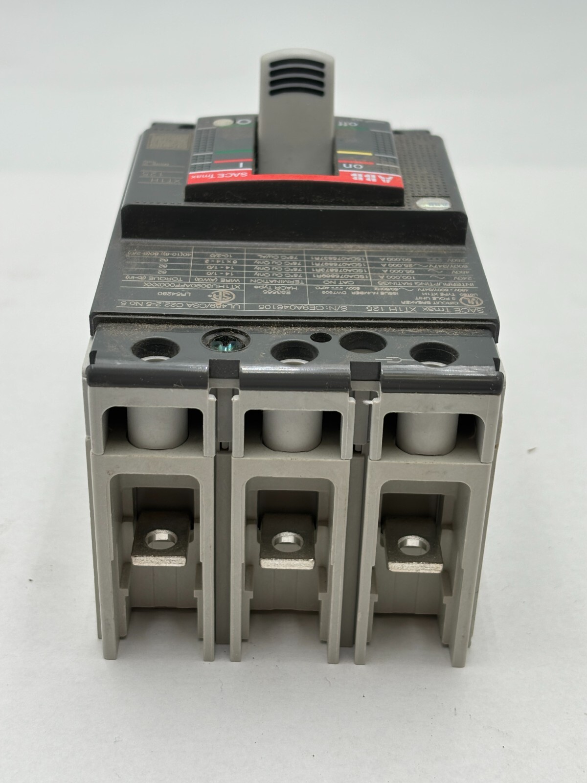 ABB SACE Tmax XT1H125 Bolt-On Circuit Breaker 90A 600VAC 3P 3PH Type XT1H 3 Pole