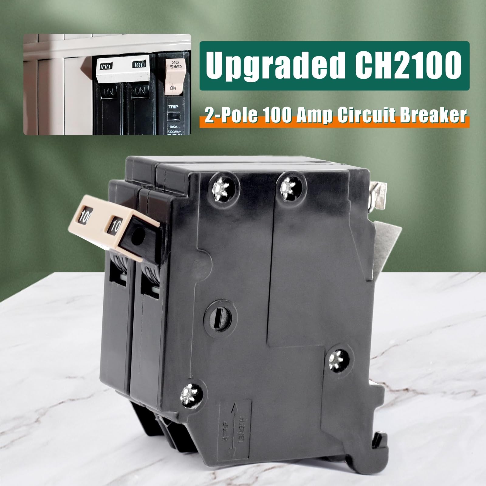 Upgrade 2100 2 Pole 100 Amp Circuit Breaker Replacement for Cutler Hammer Load C