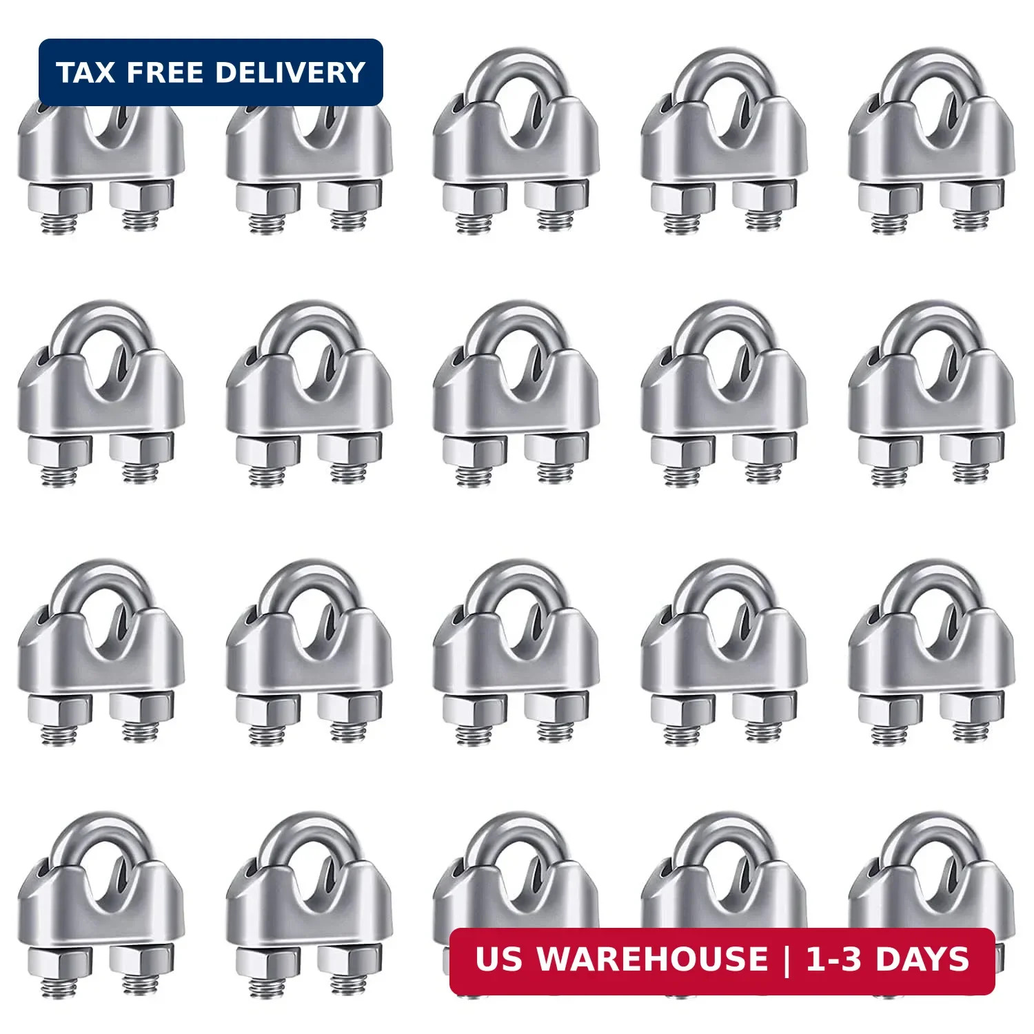 YAMASO 20PCS 5/32 Inches M4 Stainless Steel Wire Rope Cable Clip Clamp