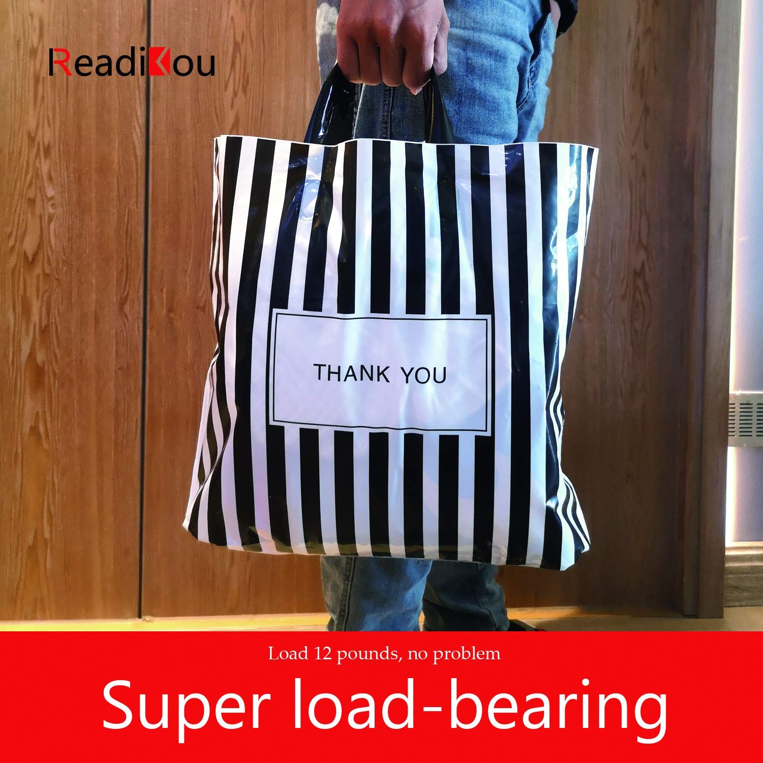 50 Pack 12x15In Extra Thick Thank You Shopping Bags for Boutique Small Business