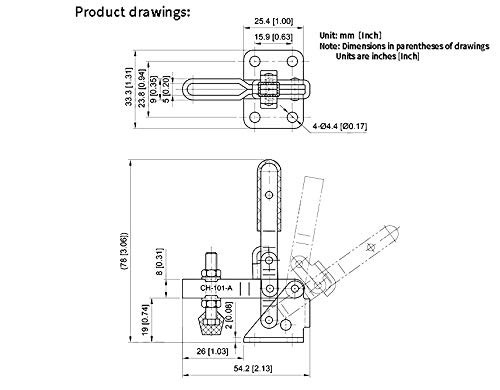 Toggle Clamps Vertical 50Kg 110Lbs Holding Capacity Quick Release 101A-5PACK