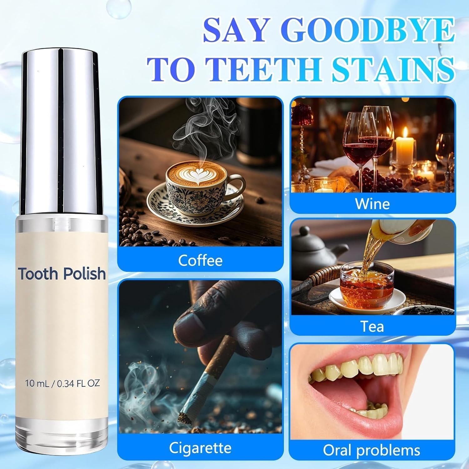 Tooth Polish & Whitening Paint – Instant Visible Brightening, Gentle Formula, ..