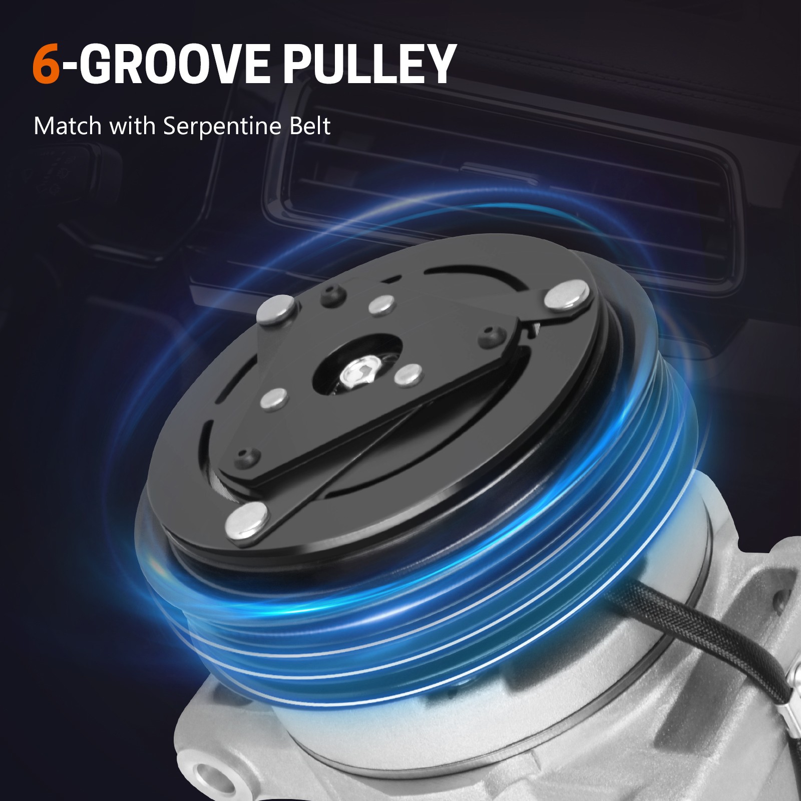 AC Compressor w/ 6-Groove for Chrysler Town&Country Grand Caravan 3.6L 10S17C