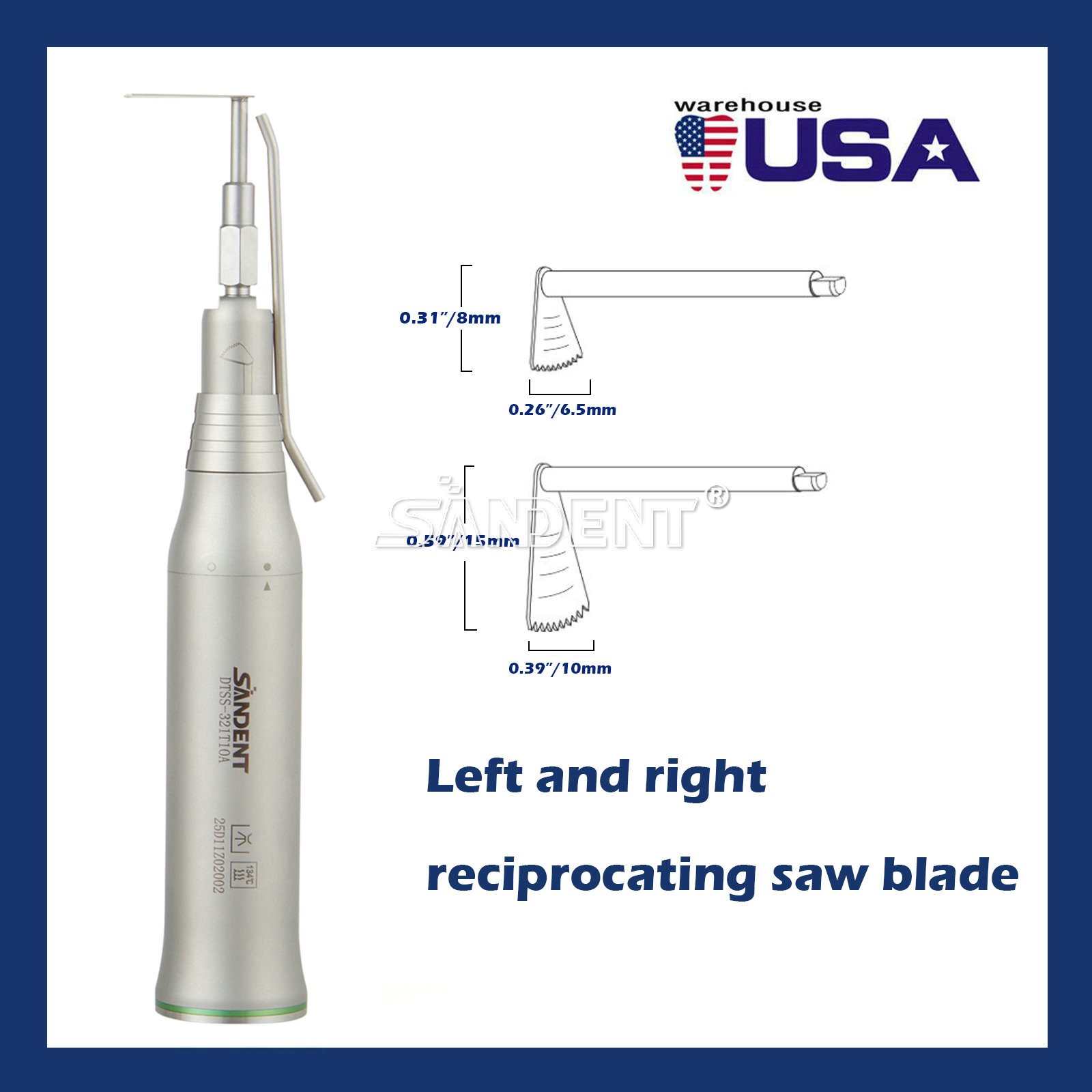 3.4:1 Dental Micro Saw Surgical Handpiece Reciprocating Bone External spray