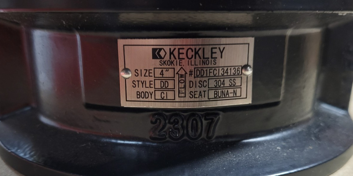 Keckley Dd1f-Ci-34136-400 4″ Cast Iron Wafer Check Valve
