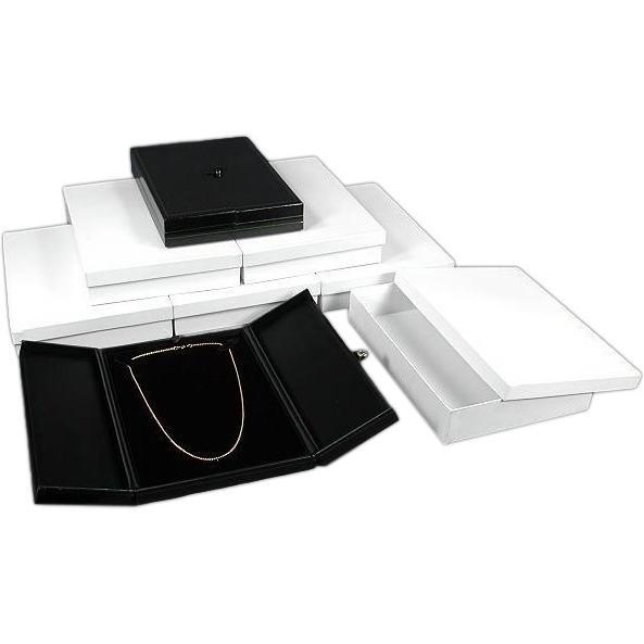 6 Large Black Necklace Snap Lid Gift Boxes Display Box