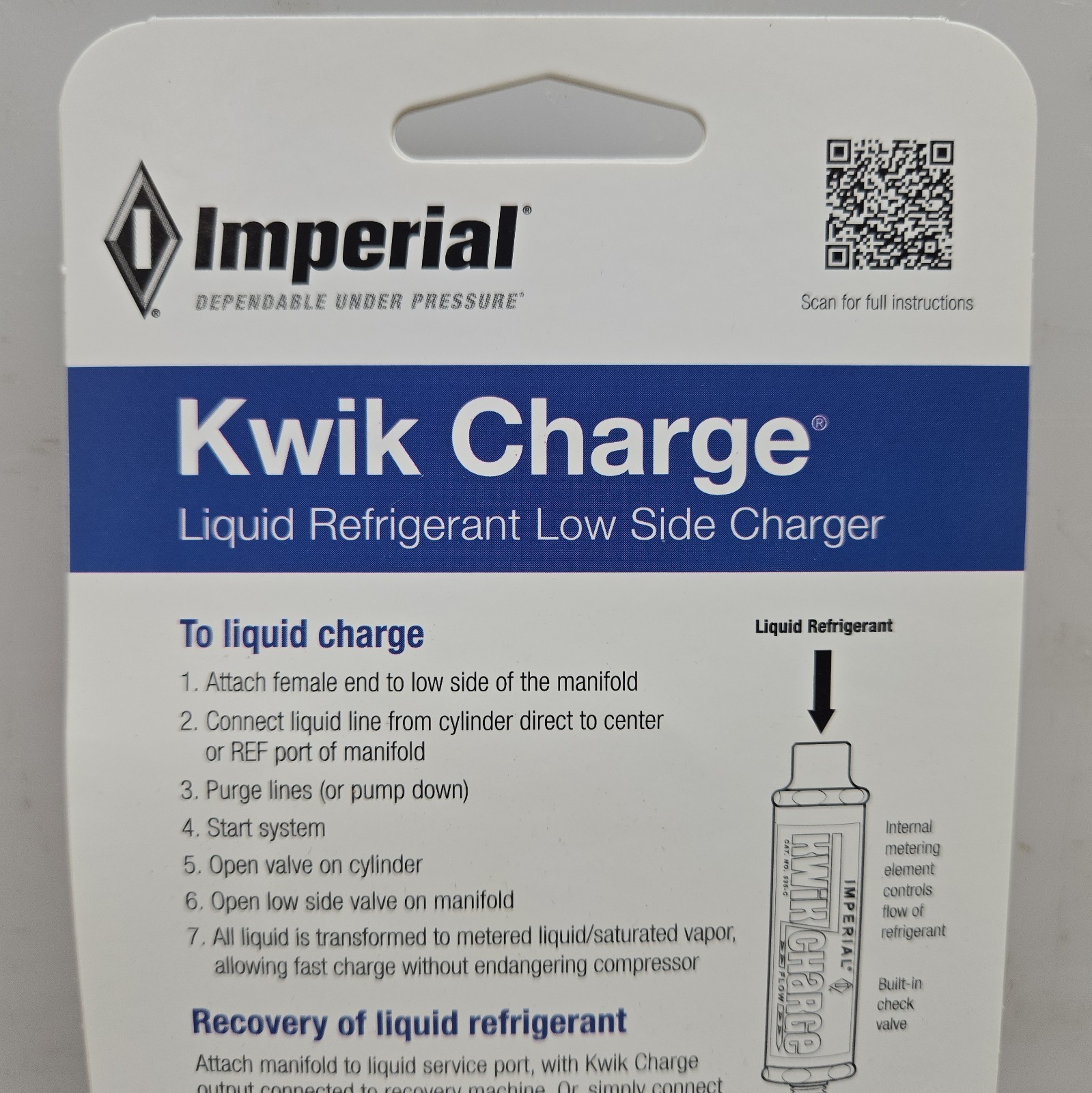 Imperial 535-C Kwik Charge Liquid Low Side Charger 1/4″ M/F Sae 3KU66 New