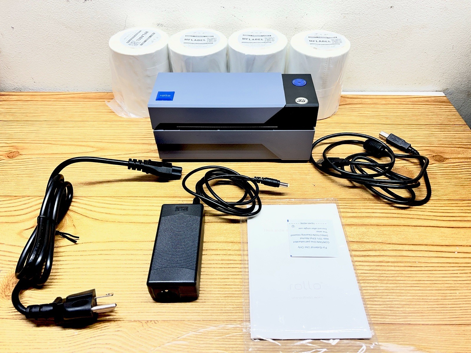 USED- Rollo X1038 USB Thermal Printer Bundle – Includes 1000 4×6 Labels & Cables